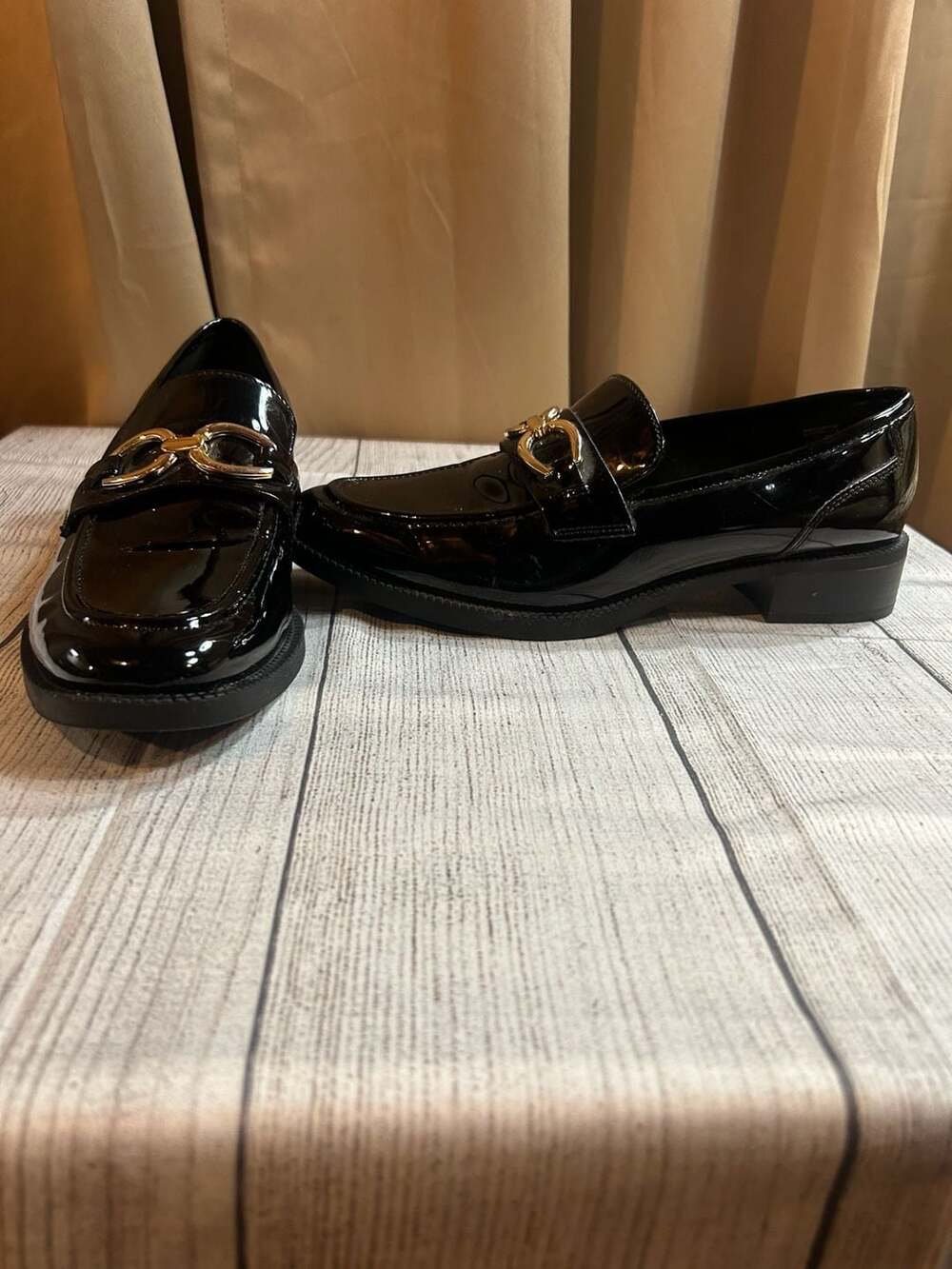 Anne Klein Women's Korrie Ornamented Slip On Loafers Black Patent